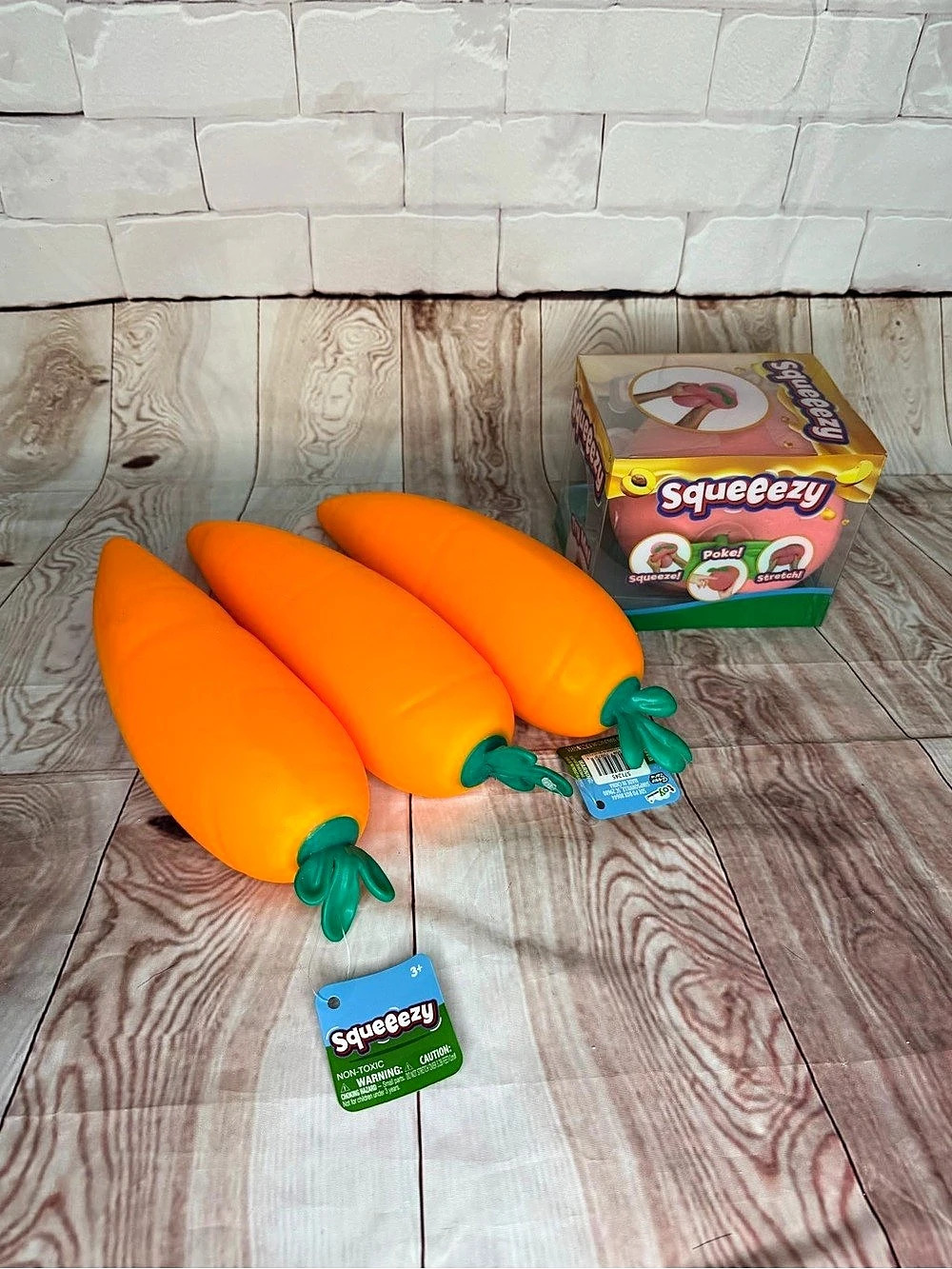 Squeezy Jumbo Carrot & Peach Squishy Sensory Fidget Toys Lot of 4